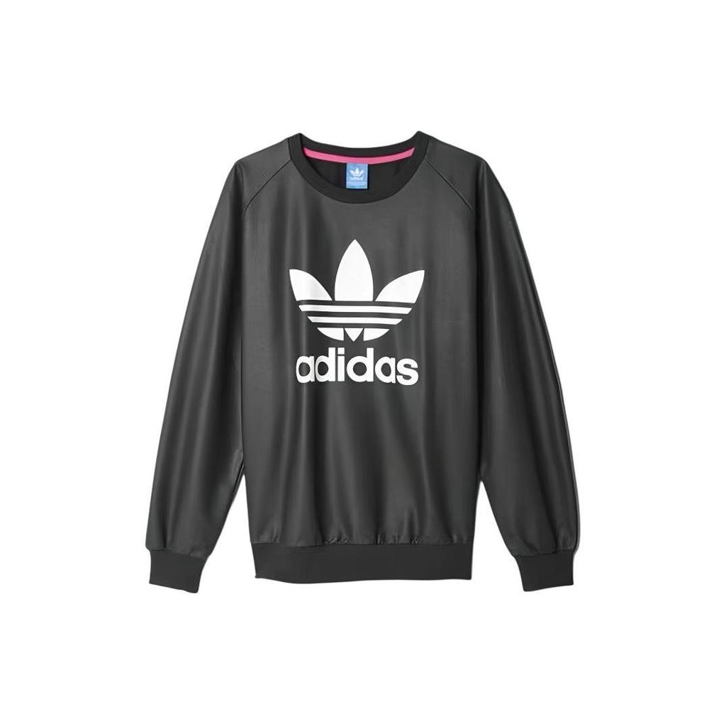 Adidas Originals Casual Sports Crew Neck Pullover Logo Print Long Sleeve Sweatshirt Women Sweatshirt Black AY9463
