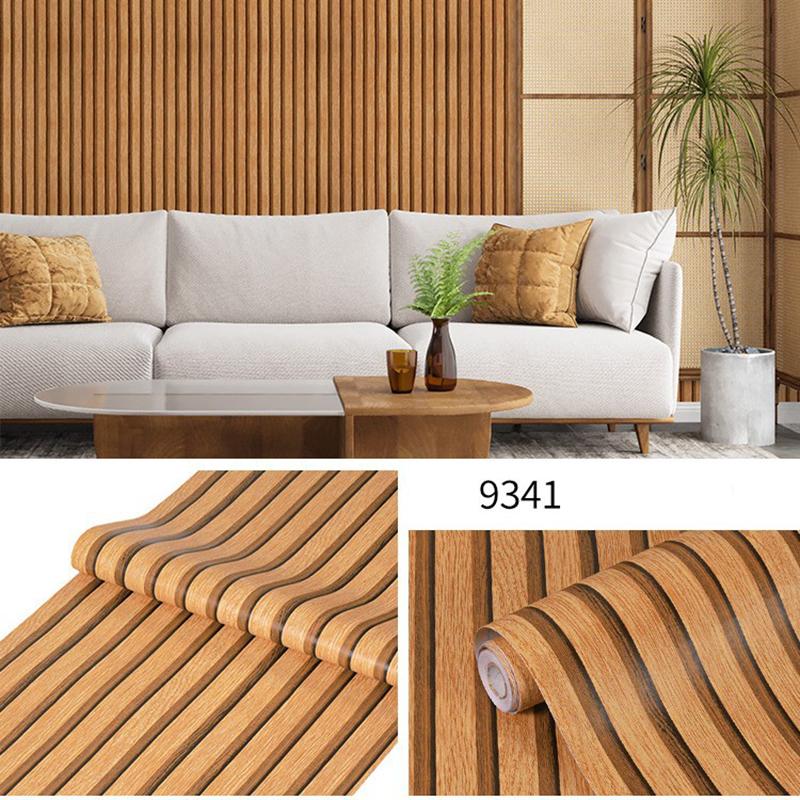 Wall wallpaper self-adhesive waterproof and anti-fouling imitation wood grain PVC living room bedroom renovation wall