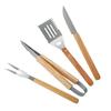 Stainless Steel BBQ Tools Set 3Pcs Oak Handle Fork Spatula Tongs Outdoor Grilling Accessories