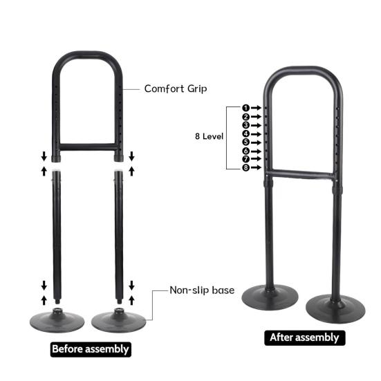 Double Base Standing Aid 8 Height Adjustable Seniors Pregnant Woman Standing Assist Device Heavy Duty Disabled Elderly Mobility Aid Tools