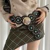 Metal Hollow Out Belts Wide Metal Buckle Belts Casual Round Buckle Belts  Waist Accessories