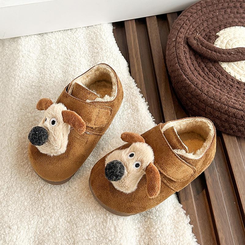 Children's cartoon cute dog cotton shoes winter new boys and girls velvet warm cute outer Birkenstocks