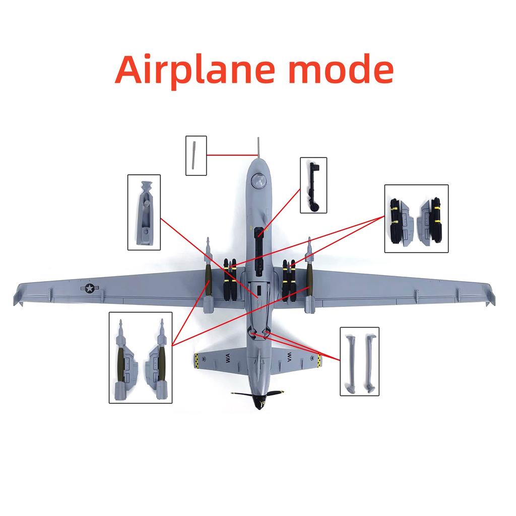 AF1 1/72 Scale MQ-9 Death Reaper Reconnaissance Aircraft Plane Model Alloy Aircraft Model Collection Display