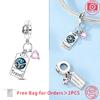 Authentic copper Charm Bead Charms Travel Zircon Airplane Luggage Sunglasses Bead Charms Pendant Compatible With Bracelets Jewellery Fine Gift