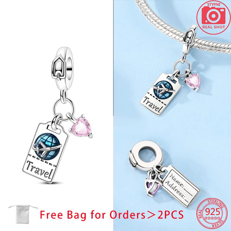 

Authentic Original Copper Metal Charm Bead Components Travel Zircon Airplane Luggage Sunglasses Bead Components Pendant Bead Component Compatible
