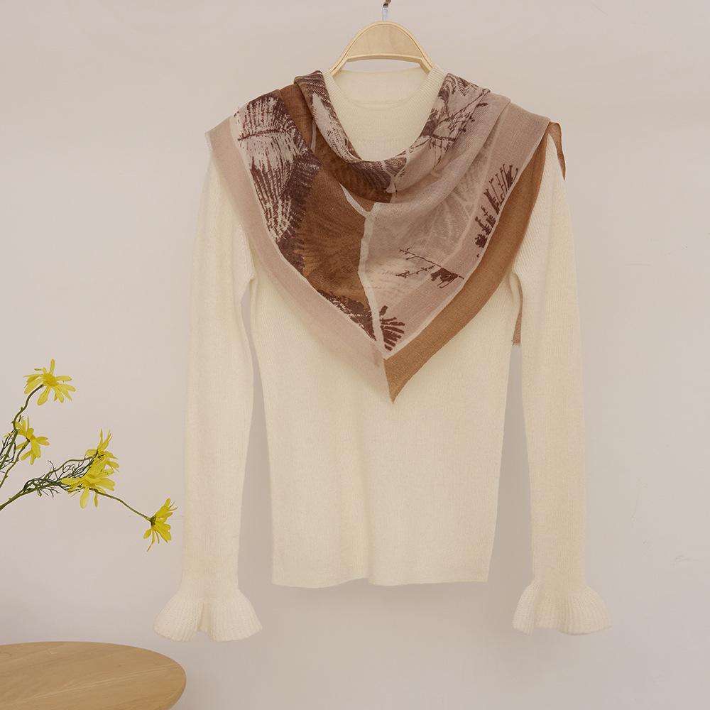 Water-Soluble Cashmere Scarf: Lightweight Square Shawl for Summer & Air-Conditioned Comfort