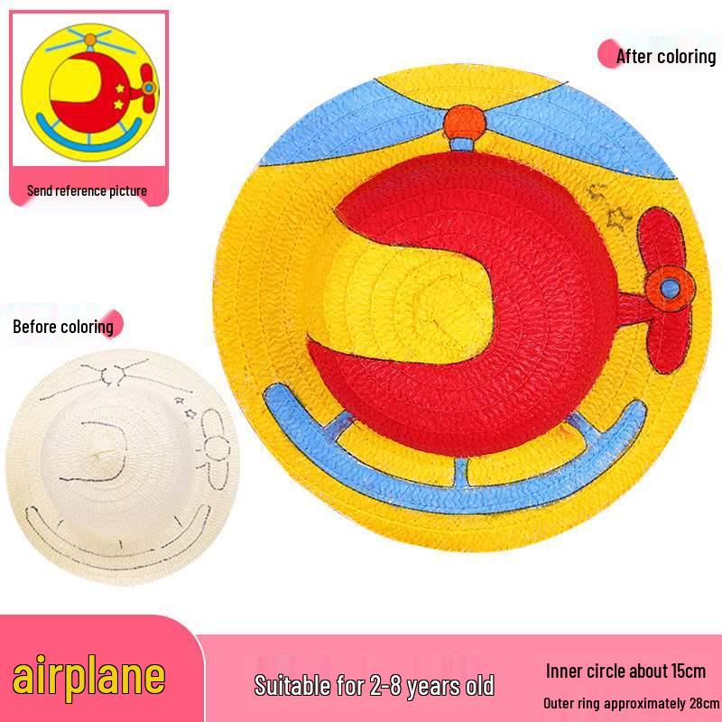Child's DIY Painted Straw Hat Kit - Creative Art & Coloring for Kindergarten