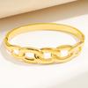 Elegant Gold-Plated Stainless Steel Bangle Openwork Chain Honeycomb Design Luxury Women's Fashion Bracelet
