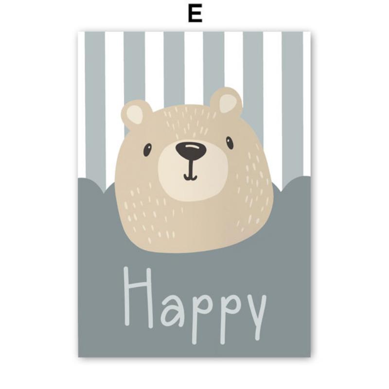 Kawaii Cat Tiger Elephant Giraffe Car Nursery Wall Art Canvas Painting Posters And Prints Wall Pictures For Baby Kids Room Decor