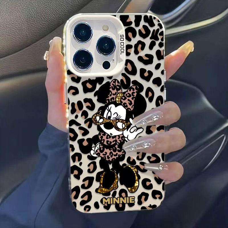 Leopard Print Minnie Case for Apple iPhone 15 Pro Max - Cartoon, Cute, High-end Cross-border Design