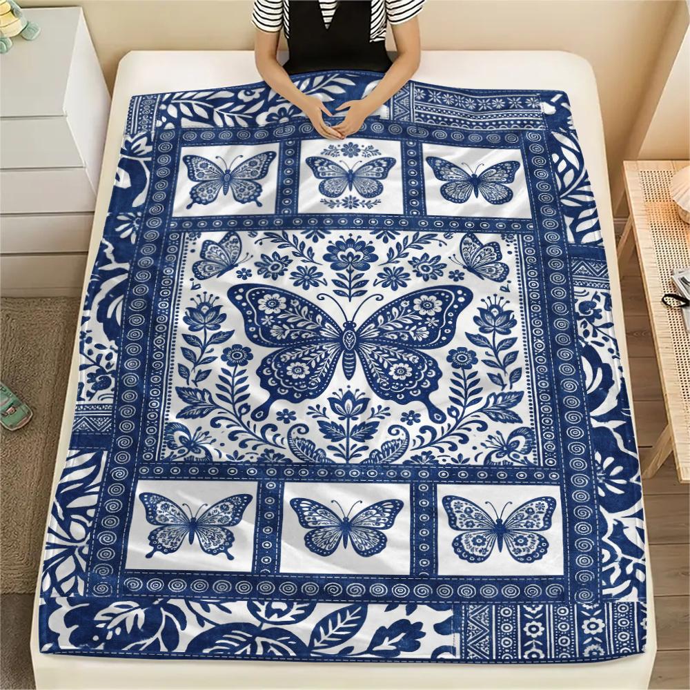 Butterfly Decoration Print Flannel Blanket, High Quality Comfortable for All Seasons, Home Decor, Warmth and Comfort, Perfect for Christmas Gifts30