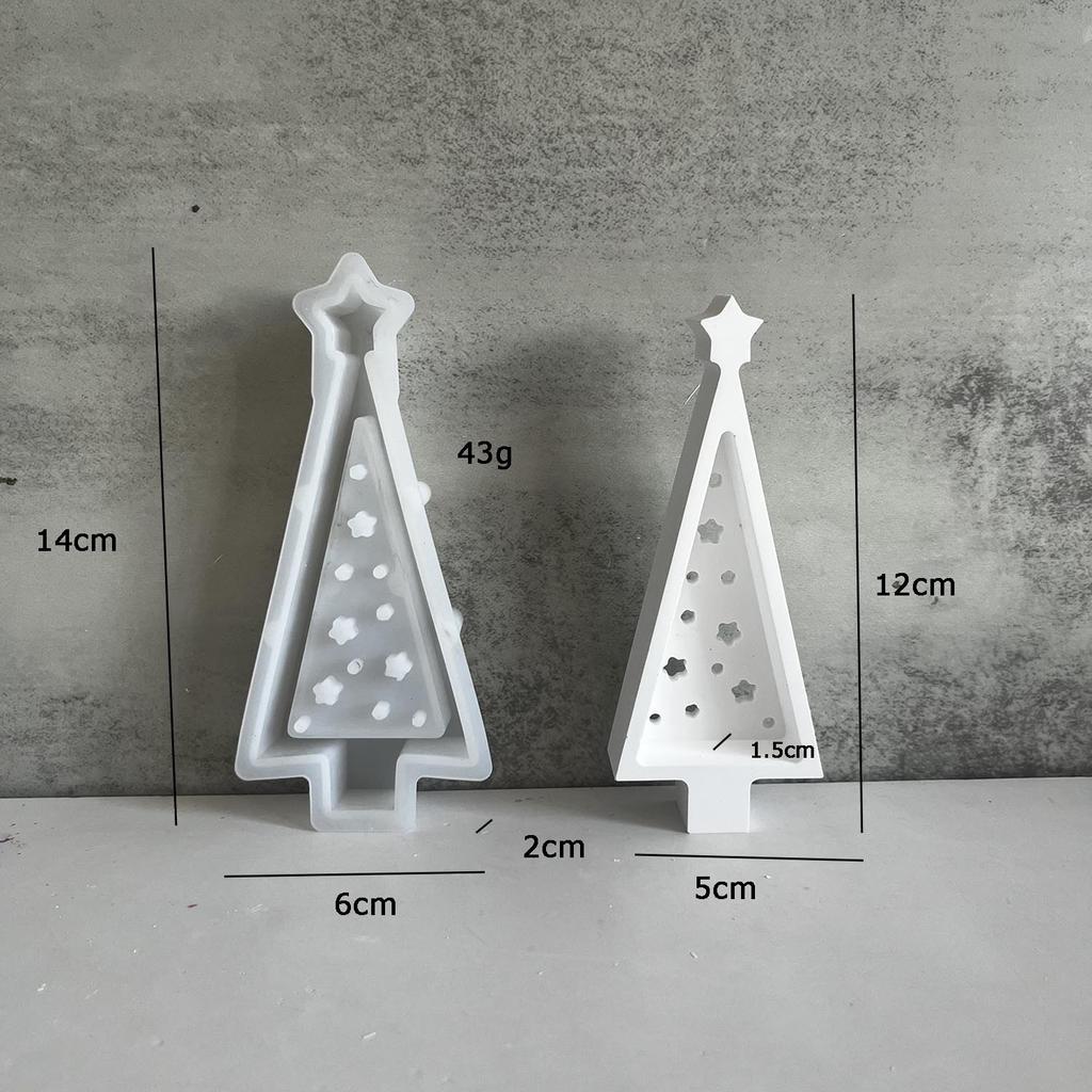 3D Cute Christmas Tree Decoration Silicone Mold DIY Handmade Aromatherapy Plaster Christmas Lights Tree Resin Drop Glue Mold