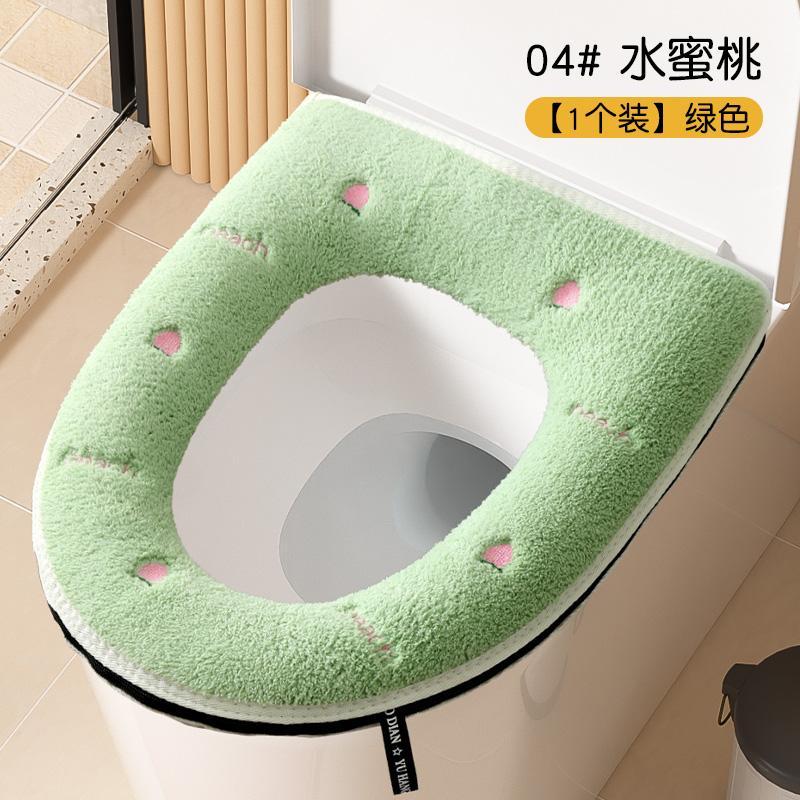 

Зимний чехол для сиденья унитаза, меховой, мягкий, сохраняющий тепло, симпатичный, универсальный, с ручкой, более толстый, моющийся, на молнии, удобные аксессуары