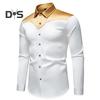Men Shirt Lapel Long Sleeve Satiny Individual Color-Blocking Design Shirt Tops Buttons Placket Shirt Daily Vacation Street Work Clothes