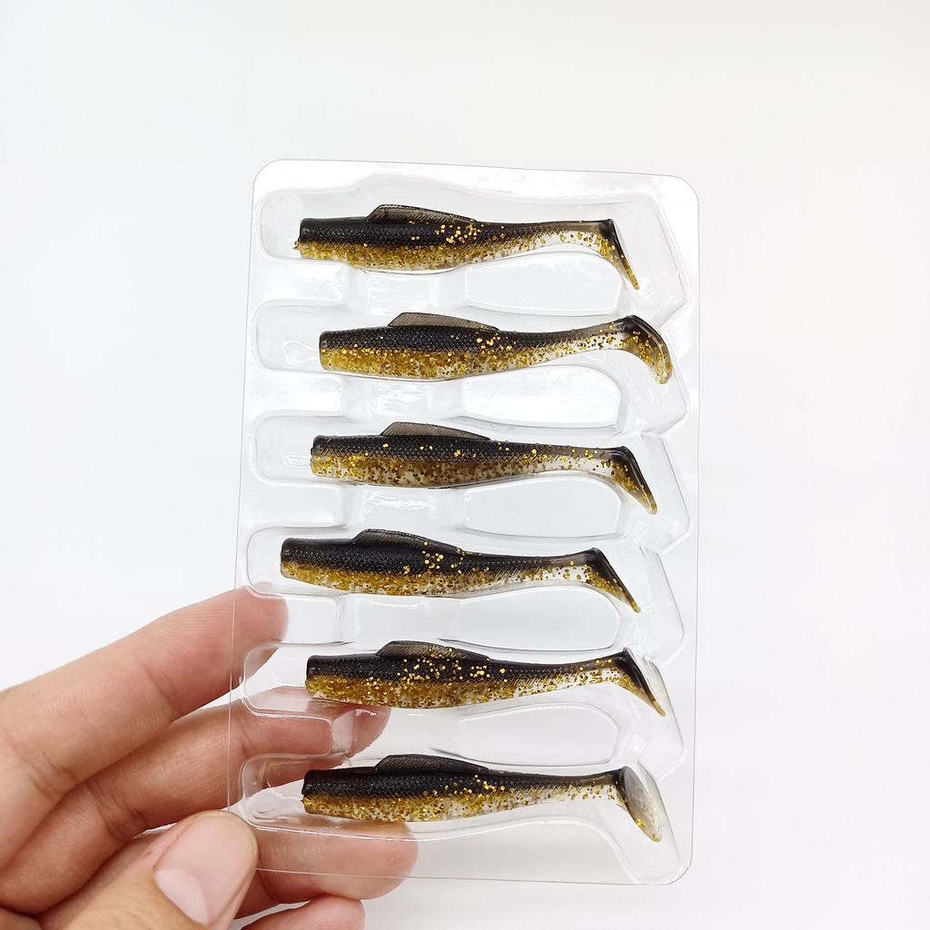 DUODUOYU 6 SZT NOWA MIĘKKA PRZYNĘTA WĘDKARSKA TPE 1,7g/55mm Ogon T Miękki Silikonowy Wobbler Smuga Na Szczupaka Okonia Przynęty Wędkarskie