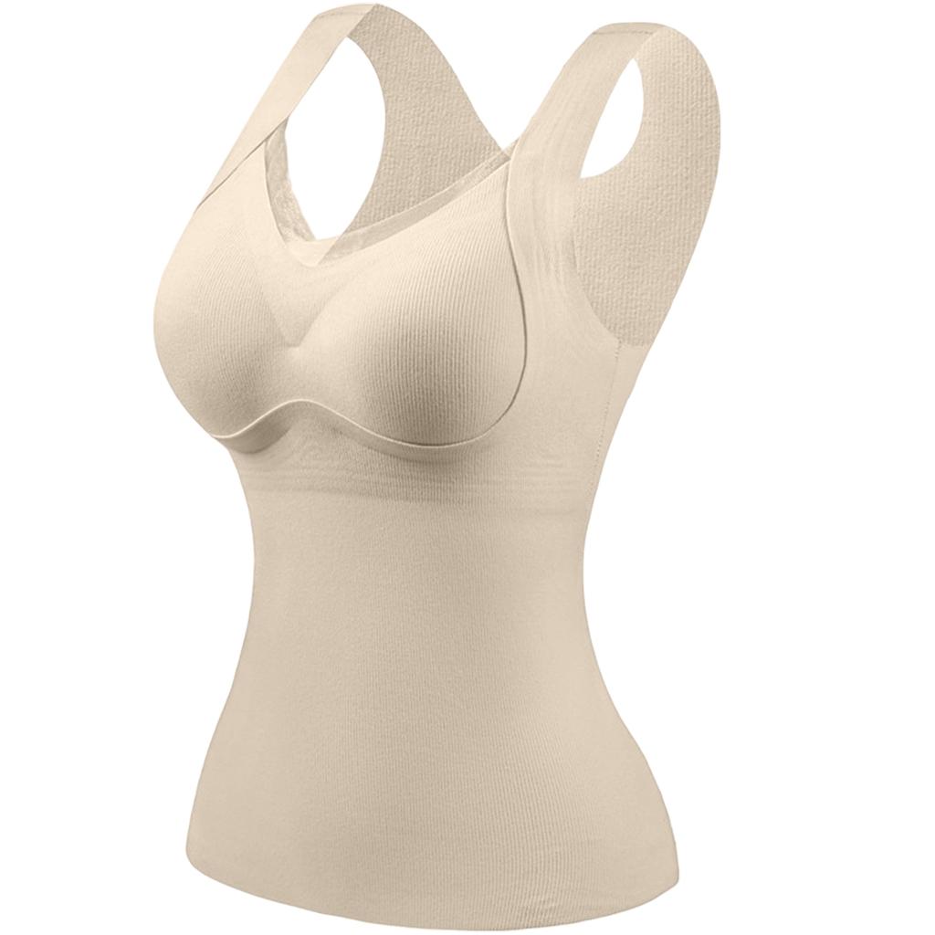 Ladies' Lace Fleece Warm-Up Vest With Semi-Fixed Cups And Integrated Thickened Fleece Thermal Underwear