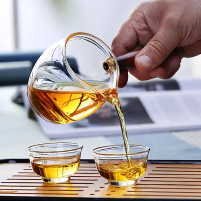 Creative Kung Fu Wood Glass Tea Tool Heat-resistant Handle Fair Tea Dispenser Cup Transparent Office Kettle Turkey Coffee ZD3LLR