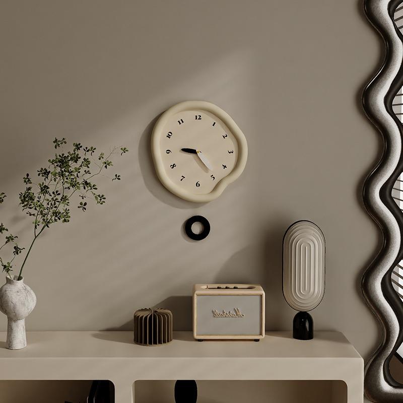 Modern Minimalist Cream Living Room Wall Clock Elegant Stylish Decor Silent Quartz Battery Operated High End Home Decoration