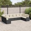 Garden Sofa Set with Cushions 10 Pcs Black and White Poly Rattan