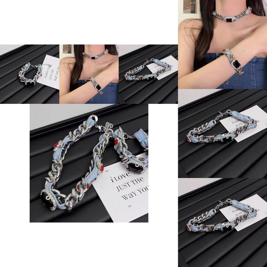 Trendy Y2k Ruby Element Necklace For Women Geometric Chain Summer Fashion