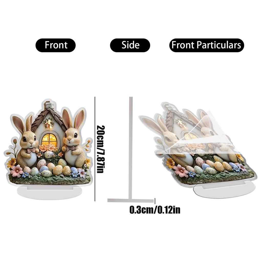 Acrylic Flat Ornament, Cute Easter Bunny Party Desktop Decoration, Wear Resistant Ornament,Easter Decorations