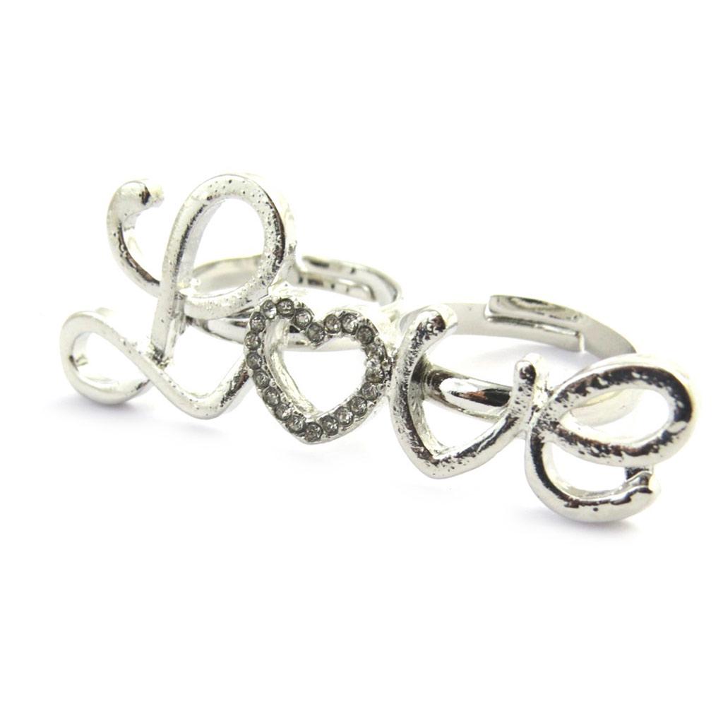 Les Trésors De Lily [M8182] - Bague double 'Love' argenté