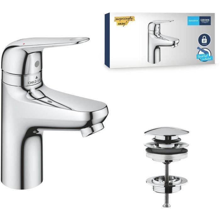 Mitigeur monocommande - GROHE - 24319001 - Lavabo Swift - Avec sécurité enfant - Taille S