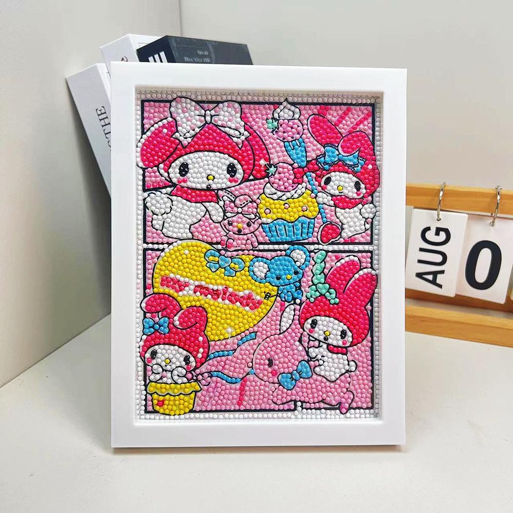 Cartoon Diamond Painting Children's Handmade Diy Diamond Stickers Bedroom Living Room Decorative Painting Masonry Painting with Photo Frame.