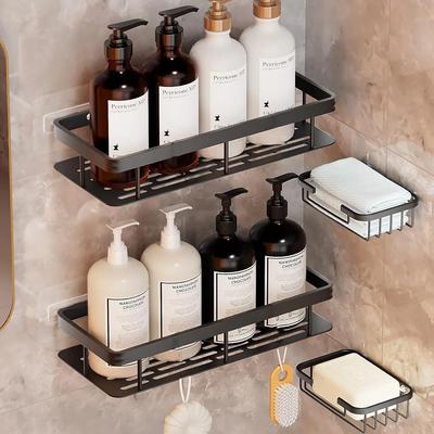 Adhesive Shower Caddy Rustproof Organizers Large Capacity No Drilling Shelves for Bathroom Storage Home Decor Shower Caddy Shelf