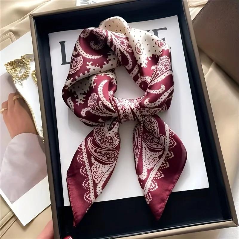 Elegant Nordic Style All Seasons Scarf Faux Silk Large Square Shawl Simple Chic Decorative Wrap For Teens
