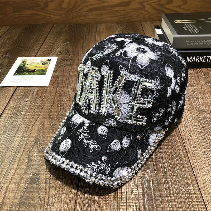 Hat Female Summer Anti-sun Cap Rhinestone Shade Mesh Hat Lace Breathable Flower Baseball Cap Female