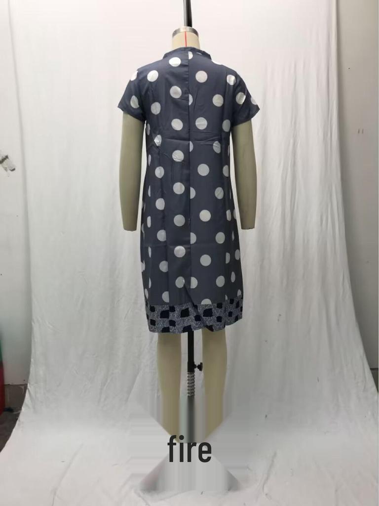 2025 Spring/Summer Polka Dot V-Neck Midi Dress - European & American Women's Fashion