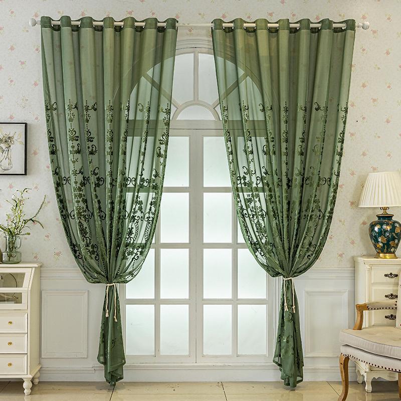 Bohemian French Plant Jacquard Poloprůsvitné závěsy, Horní kroužky, Moderní texturovaná látka, Filtrace světla, Domácí dekorace do ložnice, obývacího pokoje, na balkon