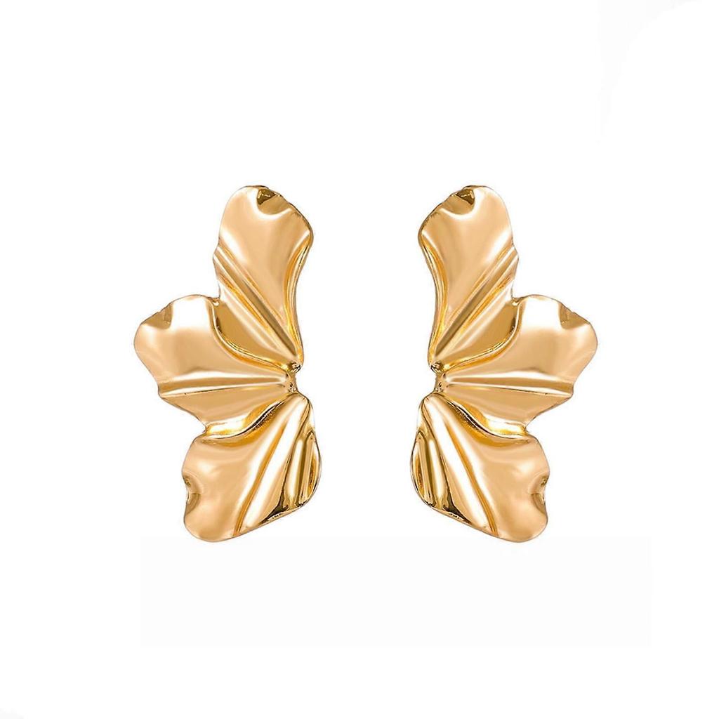 2 Pairs Gold Flower Stud Earrings for Women – Lightweight Alloy, Elegant Textured Design, Daily & Evening Wear