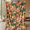 Peaches and Leaves Pattern Theme Blanket Lightweight Warm Flannel Blanket Decorative Throw Blanket for Home Decoration
