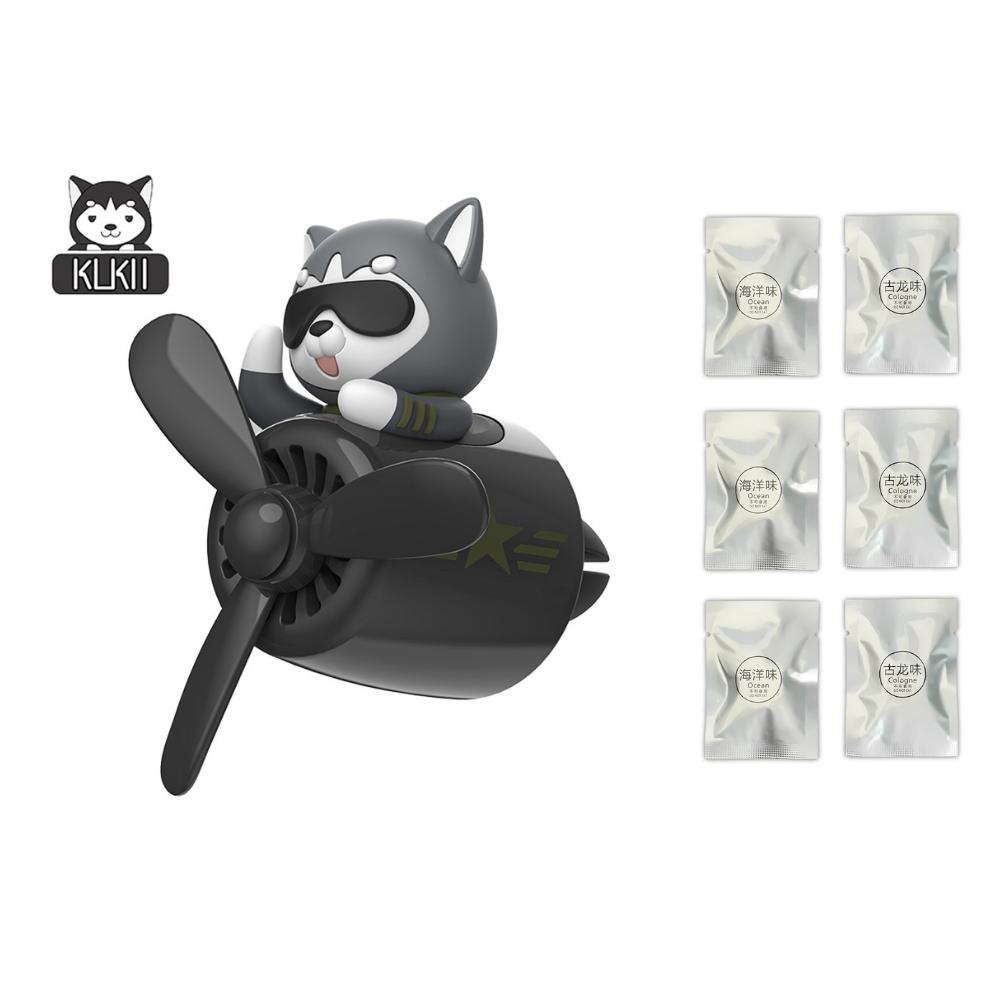Cute Bear Car Air Freshener with Essential Oil Flakes - Car Exhaust Clip Air Diffuser with Propeller Fan Design