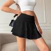 Einfarbige gestufte Mini-Damenröcke mit Spitze