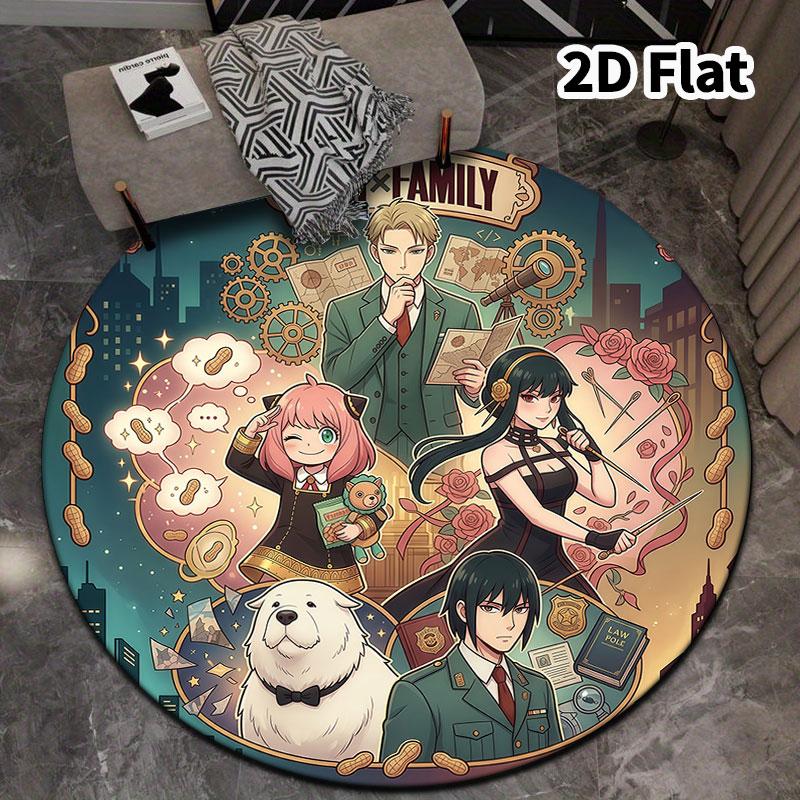 Spy Family Round Area Rug Carpet Rug For Living Room Bedroom Sofa Playroom Decor Nonslip Floor Mat