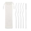 6Pcs Reusable Glass Straws Wavy Pink Clear Drinking Straw High Borosilicate Glass Straw Glass Tube Party Favors Bar Drinkware