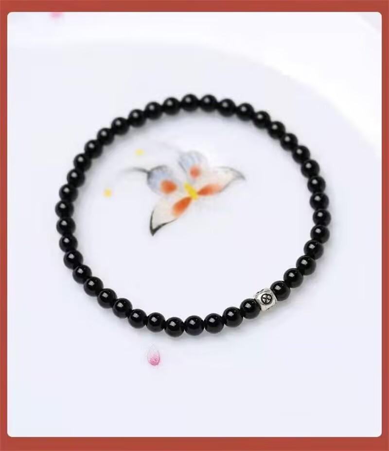 Bransoletka Srebro S925 Naturalny Obsydian Tęczowy i Kwarc Dymny dla Kobiet – Idealny Prezent dla Dziewczyny lub Pary