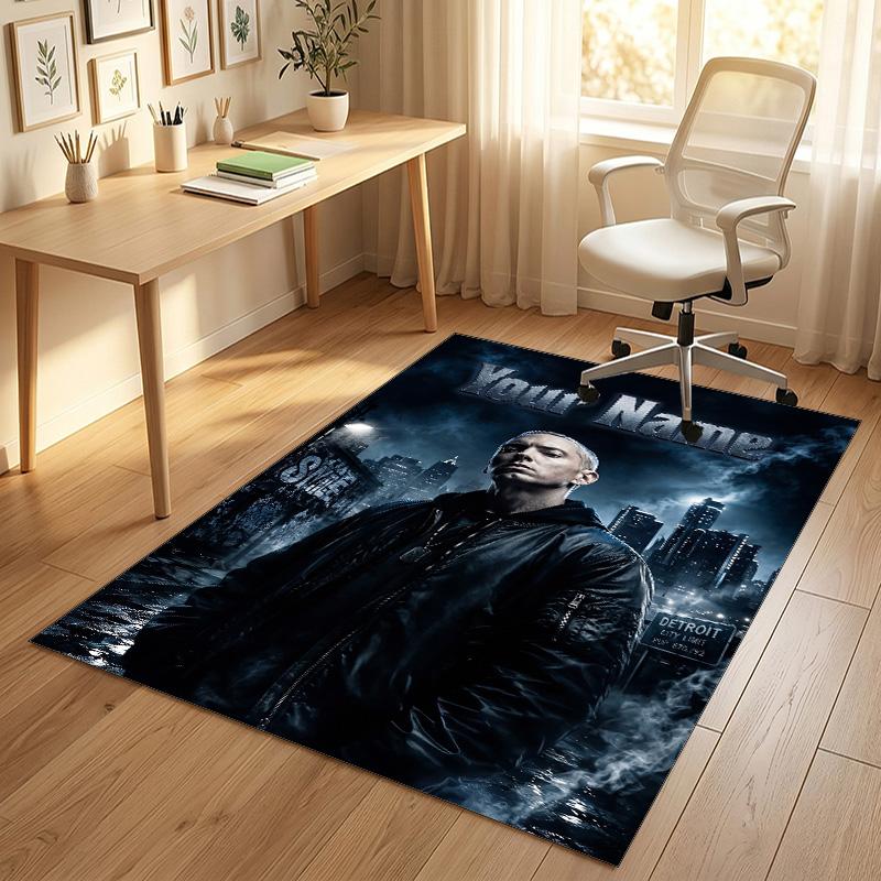 Personalized Crystal Velvet Carpet,Eminem Custom Printed Name, Plush Area Rug For Home Indoor Decor