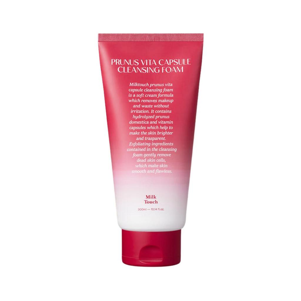 MILK TOUCH Prunus Domestica Vita Capsule Cleansing Foam Deep Pore Facial Cleanser 300ml