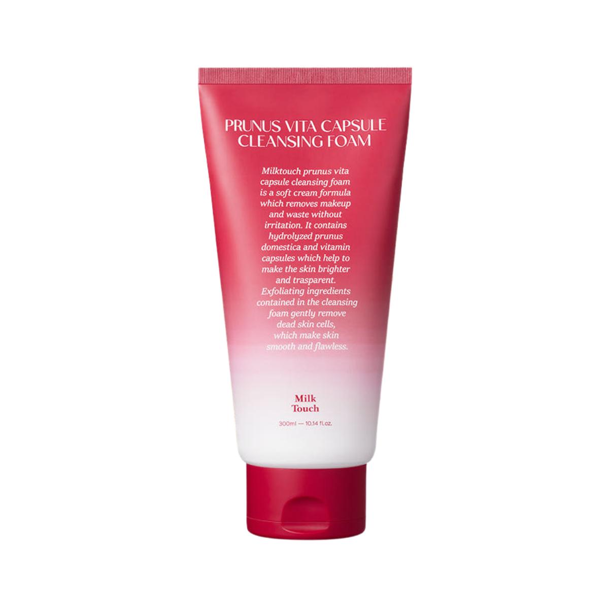 Milk Touch Prunus Domestica Vita Capsule Cleansing Foam Deep Pore Facial Cleanser 300ml