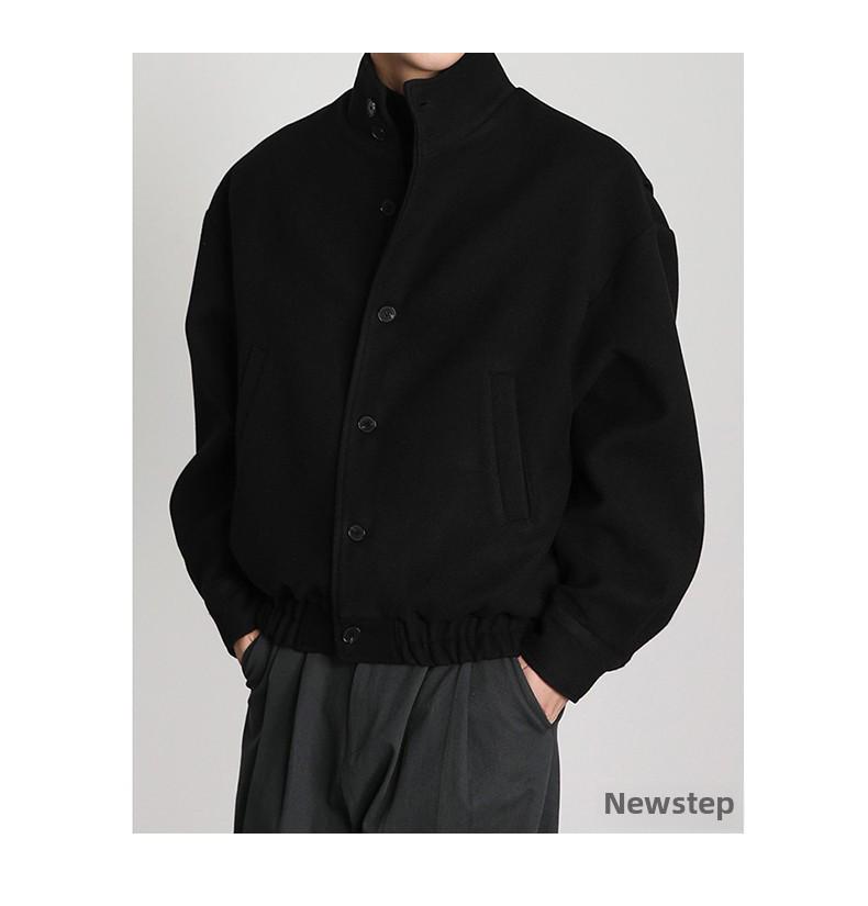 Pánská trendy vlněná bunda se stojáčkem - Korejský styl pro jaro a podzim