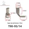 T90 Copper Tube Terminal, 90-Degree Right-Angle Bend Crimp Lug, T90-6/5 To T90-240/16 Copper Wire Lug