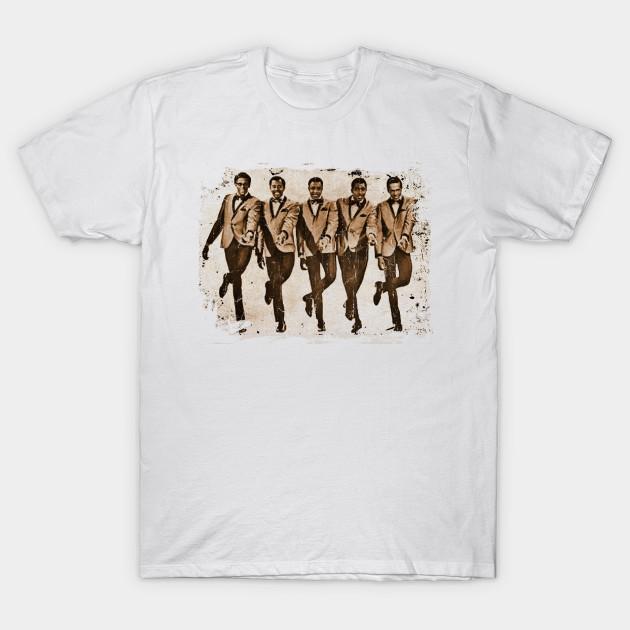 

Men Black Print T-shirt The Temptations No-Cut Transfer Paper Print Cotton Tshirt S білий