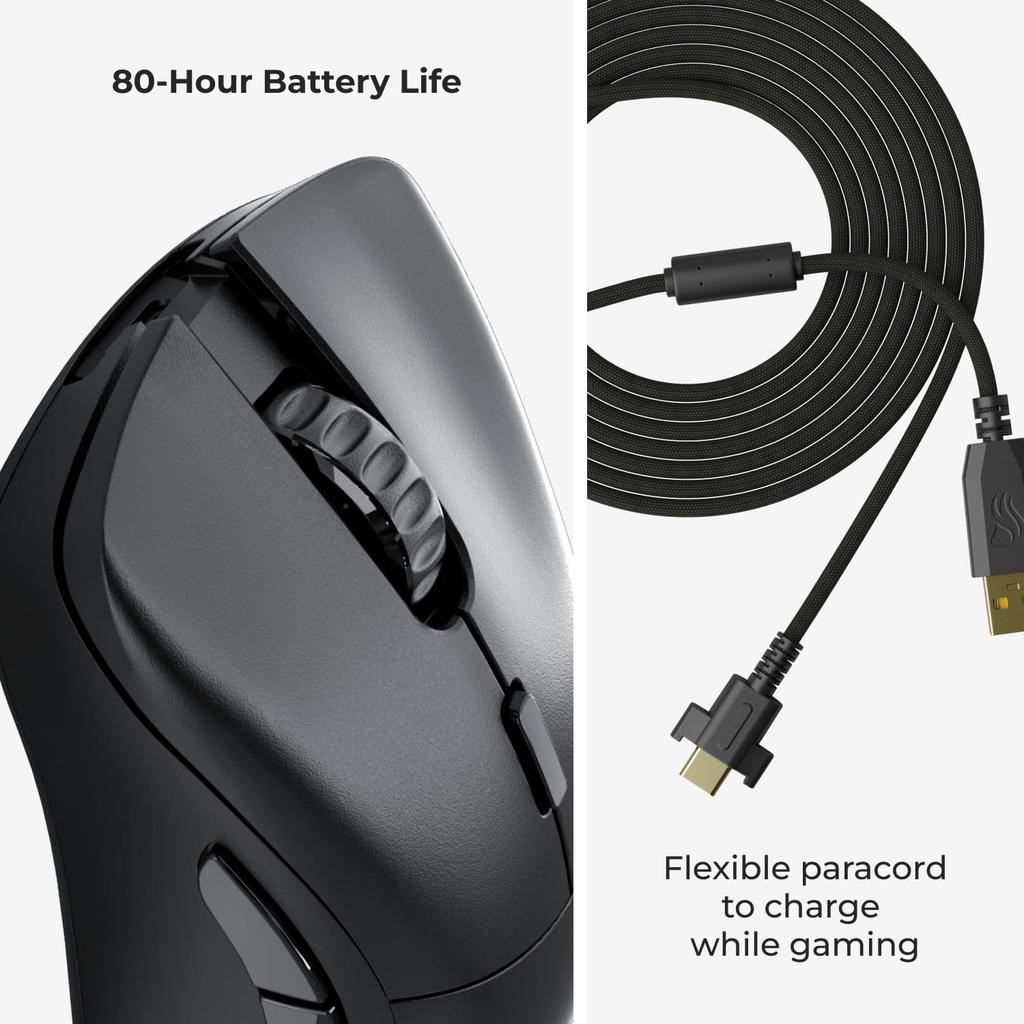 Glorious MODEL D 2 PRO Ultra-Lightweight 60g, High-Durability 2.4G Wireless and Wired Ergonomic Gaming Mouse, Black (GLO-MS-PDWV2-1K-B MS696)