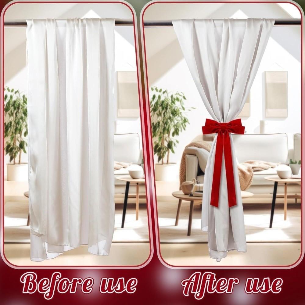 Bowknot Red Bow Curtain Rope Adjustable Curtain Fixer Christmas Tree Curtain Tieback Living Room