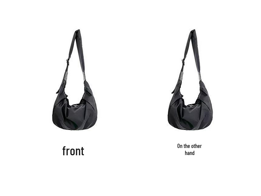 Korean Canvas Crossbody Bag for Women - Wide Strap, Niche Design, Pleated Dumpling Style