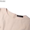 ZANZEA Women Casual Round Neck Solid Color 3/4 Sleeve Dress